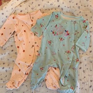 Floral “Wild Flower” One Piece Set - Peach and Mint
